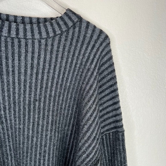 Moussy Sweater Womens‎ Free Size Gray/Black Striped Crew Wool Blend Relaxed Fit - Picture 3 of 13